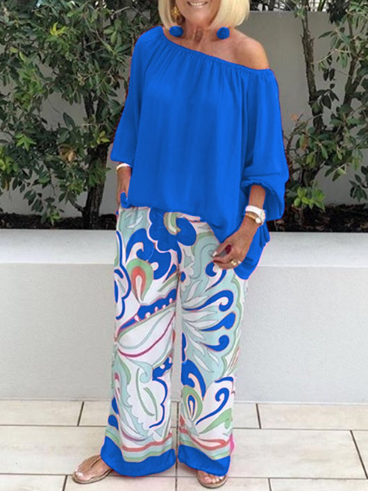 Conjunto Casual Elegante: Pantalón Estampado + Top Hombro Descubierto - Image 8