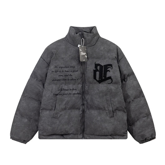 Chamarra Acolchada de Algodón con Letras Bordadas para Hombre - Image 5
