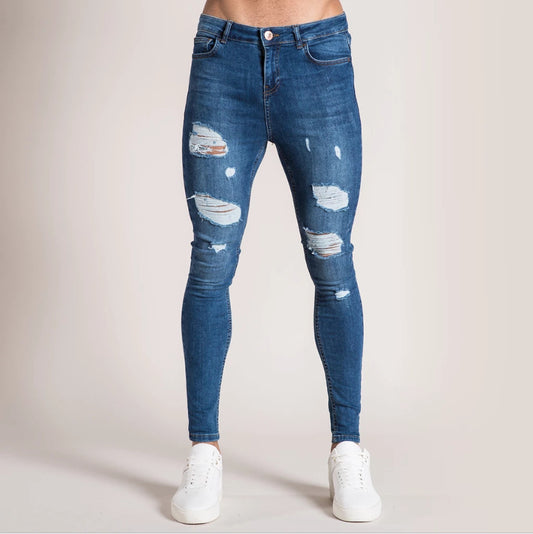 Jeans Rotos Ajustados de Cintura Alta Estilo Europeo