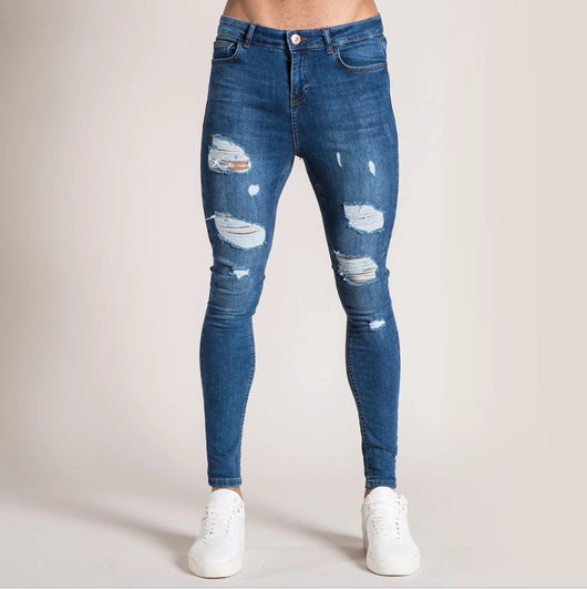 Jeans Rotos Ajustados de Cintura Alta Estilo Europeo