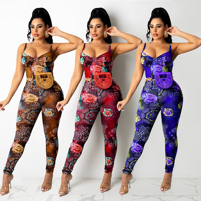 Mono Enterizo de Malla Estampada con Tirantes Ajustables - Image 13