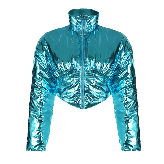 Chaqueta de Algodón Abrigada Estilo Locomotora con Cintura Moldeadora y Cierre Irregular - Image 5