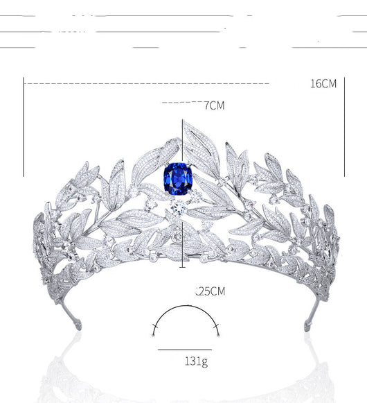 Corona de Zafiro con Incrustaciones de Cobre y Circones AAA - Tocado de Novia - Image 6