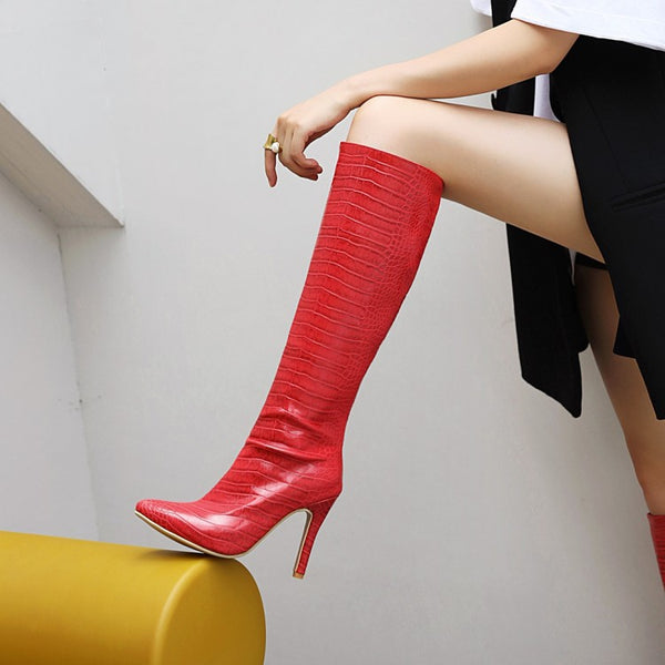Zapatos de Tacón Stiletto Puntiagudo con Textura de Piedra - Estilo Europeo y Americano