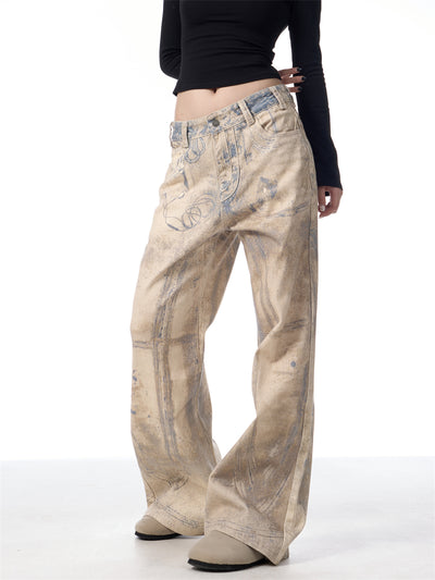 Jeans Retro con Impresión Láser 3D Efecto Vintage Desteñido - Image 4