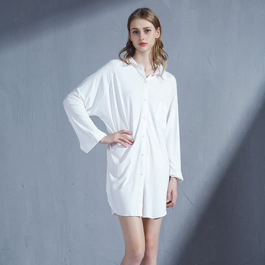 Pijama Camisón Mujer Talla Grande Cuello Camisero Cardigan Cómodo - Image 8
