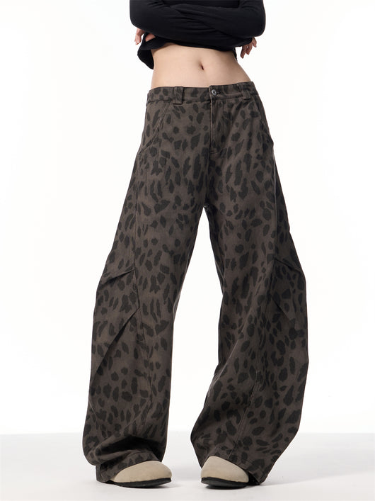 Pantalones Jeans Leopardo Retro Mujer Cintura Alta Pierna Ancha - Image 13