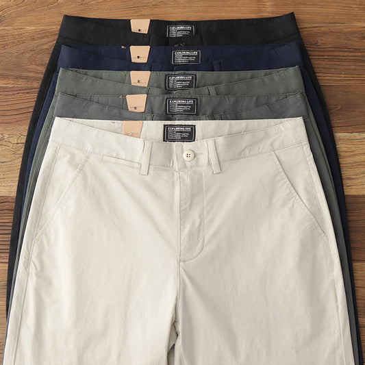 Pantalones Casuales Hombre Verano Transpirables Ajuste Cónico Elástico