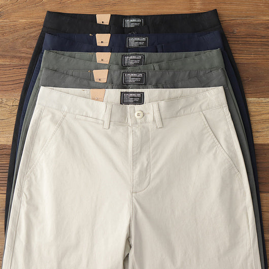 Pantalones Casuales Hombre Verano Transpirables Ajuste Cónico Elástico