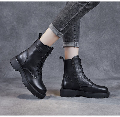 Botines de Cuero Suave para Mujer con Tacón Robusto y Forro de Felpa - Image 19