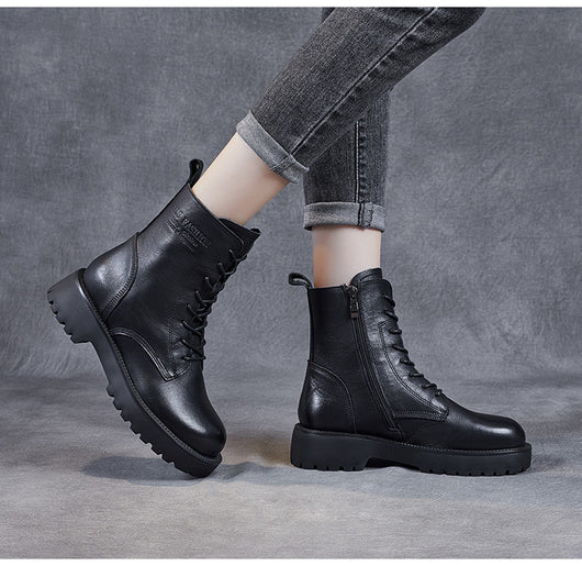 Botines de Cuero Suave para Mujer con Tacón Robusto y Forro de Felpa - Image 19