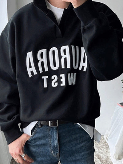 Sudadera con Cuello Solapa Hombre Estilo Coreano Fit Relajado Primavera - Image 4