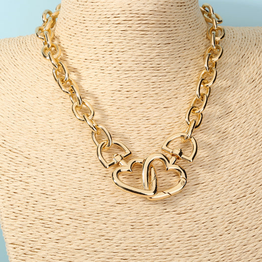 Collar Corazón Grande Electrochapado Estilo Europa y América - Image 2