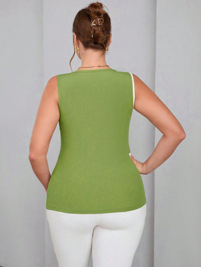 Chaleco Tejido sin Mangas con Bloques de Color para Mujer - Image 8