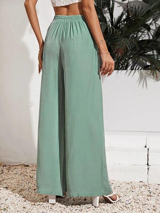 Pantalones Anchos de Talle Alto con Cintura Elástica Ajustable - Image 15