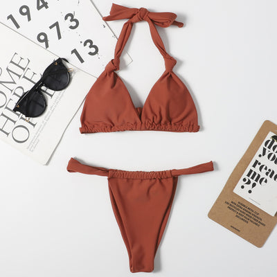 Bikini Anudado de Colores Sólidos Estilo Europeo y Americano - Image 5