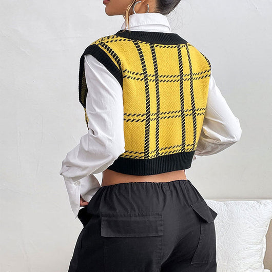 Chaleco Cuadrillé Escote V para Mujer - Image 4