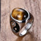 Anillo de Acero Inoxidable con Ojo de Tigre y Símbolo Yin Yang para Hombre