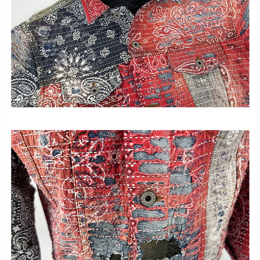 Chaqueta Denim Roja con Estampado Flor de Cajú - Image 13