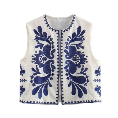 Chaleco Bordado sin Mangas para Mujer - Estilo Europeo y Americano - Image 6