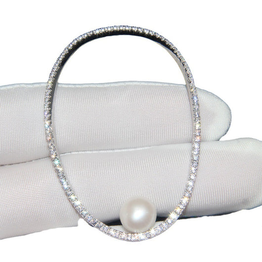 Aretes de Plata Esterlina con Perla y Cristal Diamante - Image 3