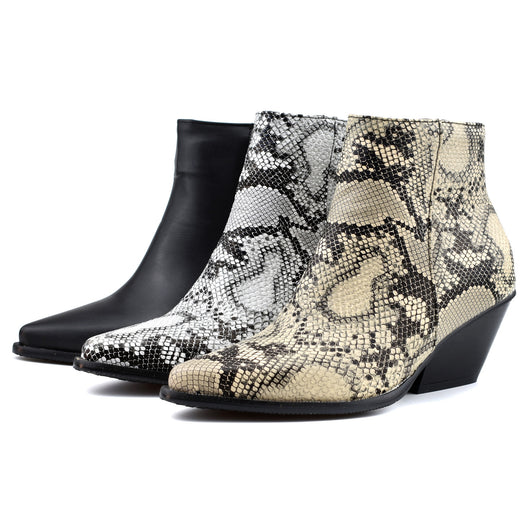 Botines Denim con Estampado Serpiente y Tacón Medio - Image 8