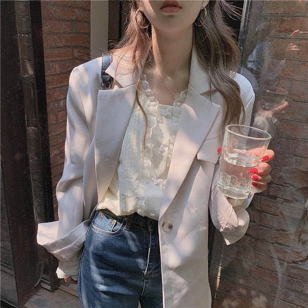 Conjunto de Dos Piezas: Camisa Base + Blazer Oversize Tendencia