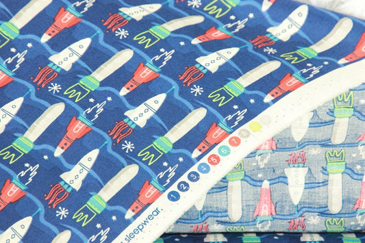 Tela de Algodón Puro Estilo Nórdico con Estampado de Cohete para Proyectos Artesanales - Image 2