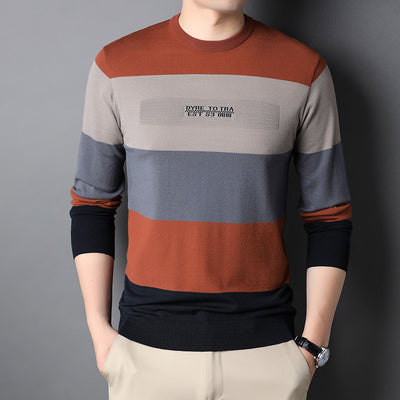 Suéter Cuello Redondo a Rayas para Hombre - Image 3