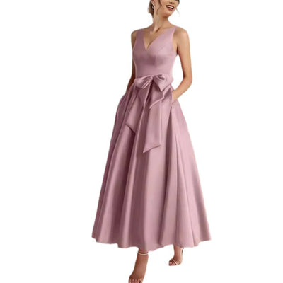 Vestido Escote V Realzador de Silueta para Fiestas y Uso Diario - Image 5