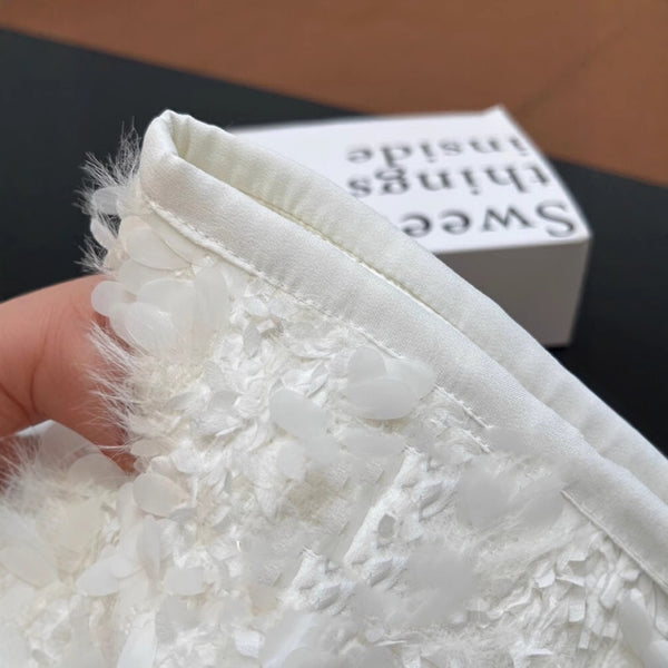 Falda Blanca de Lentejuelas con Cintura Alta