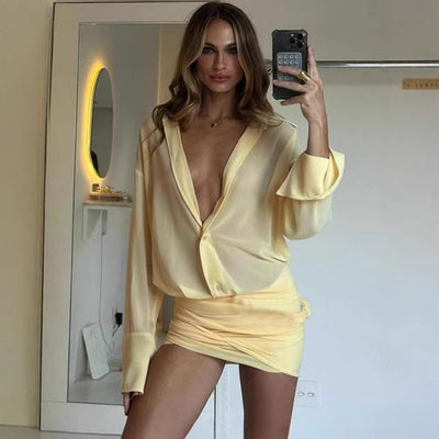 Vestido Camisero Elegante Ajustado con Encaje y Cordones - Image 4