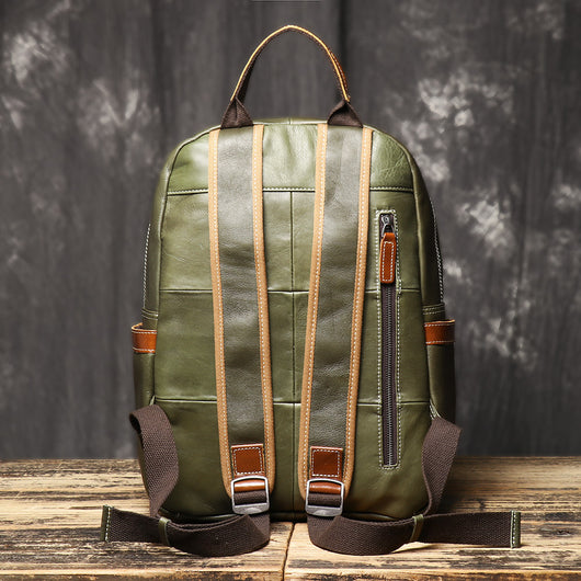 Mochila de Cuero Viaje Bicolor - Bolso Escolar Piel Suave Premium - Image 2
