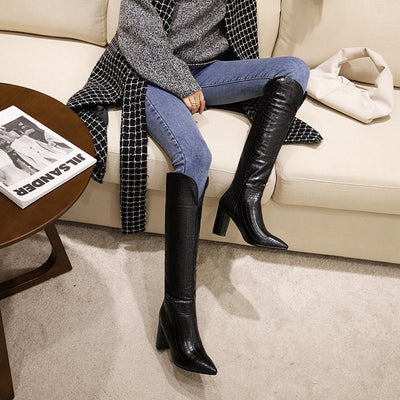Botas Altas de Tacón Grueso con Punta Afilada - Estilo Europeo - Image 7