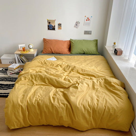 Juego de Cama Algodón Puro Lavado Estilo Japonés - Funda Nórdica y Sábanas Lisos - Image 2
