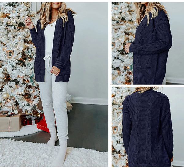 Cardigan Trenzado para Mujer Largo