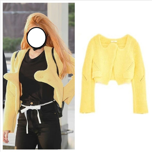 Cardigan Tejido con Cuello Ola y Diseño Irregular
