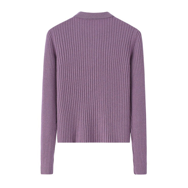 Cardigan de Cachemira Corto para Mujer - Cuello Solapa Otoño Temprano