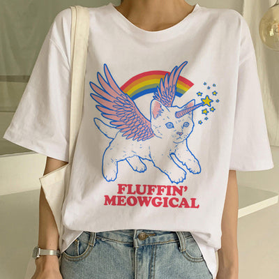 Playera Pareja a Juego con Estampado Divertido de Gatos - Unisex Manga Corta Tendencia - Image 24