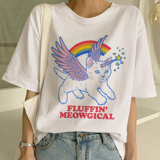 Playera Pareja a Juego con Estampado Divertido de Gatos - Unisex Manga Corta Tendencia - Image 24