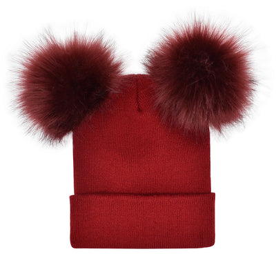 Gorro de Lana Tejido Doble para Mujer con Bola Decorativa - Image 14