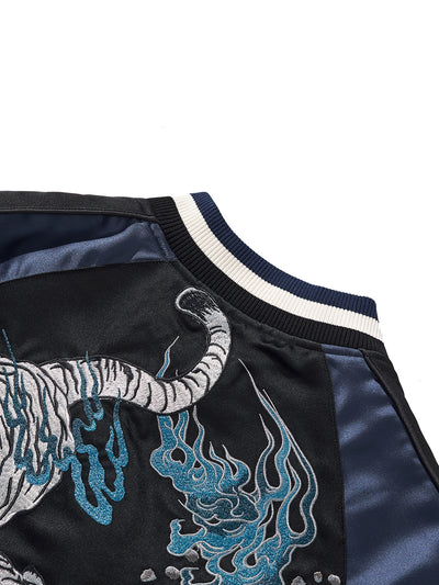 Chamarra Béisbol Casual para Hombre con Bordado de Tigre Feroz - Image 9