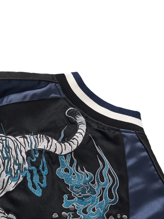 Chamarra Béisbol Casual para Hombre con Bordado de Tigre Feroz - Image 9
