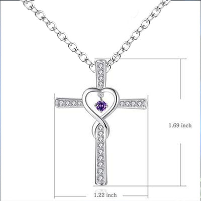 Collar Colgante Cruz Cristiana Fe y Amor Infinito con Piedra de Nacimiento - Image 7