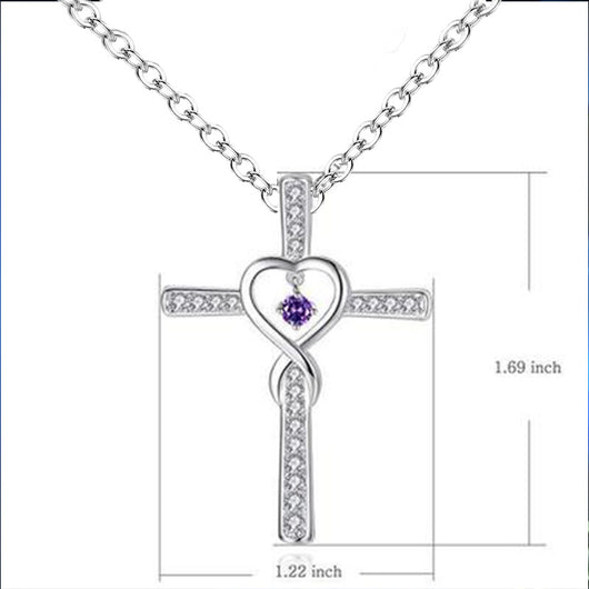 Collar Colgante Cruz Cristiana Fe y Amor Infinito con Piedra de Nacimiento - Image 7