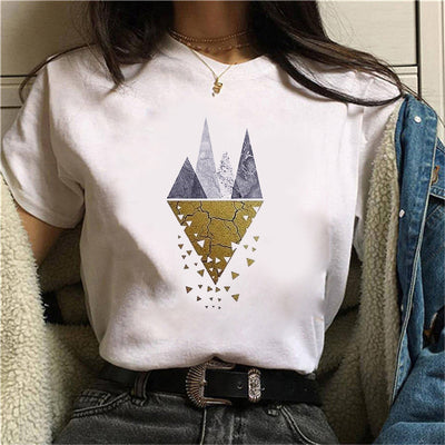 Camiseta Casual Plus Size para Mujer con Estampado Geométrico Minimalista - Image 14