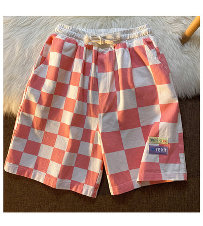 Pantalones Cortos Cuadros Contrastantes Estilo Deportivo Ancho Recto - Image 13