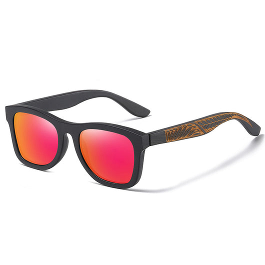 Gafas de Bambú con Marco Negro Texturizado y Patillas Estampadas - Image 9