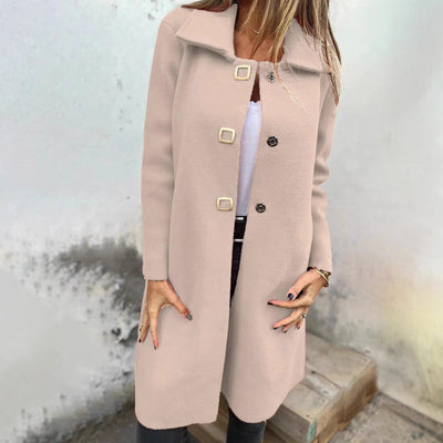 Abrigo de Lana para Mujer de Largo Medio con Diseño Cruzado Simple - Image 4