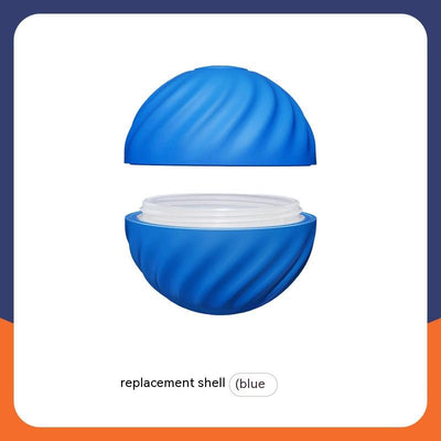 Blue gravitational jumping pet ball with a power button, shown next to an orange replacement shell for the toy. - Image 7